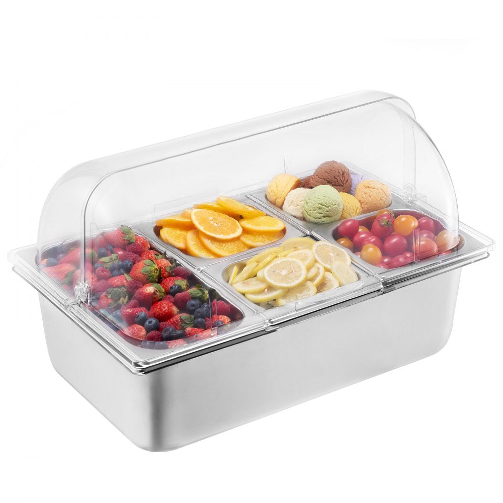 GN1091 - Stainless Steel Buffet Server with Transparent Lid and Temperature Control