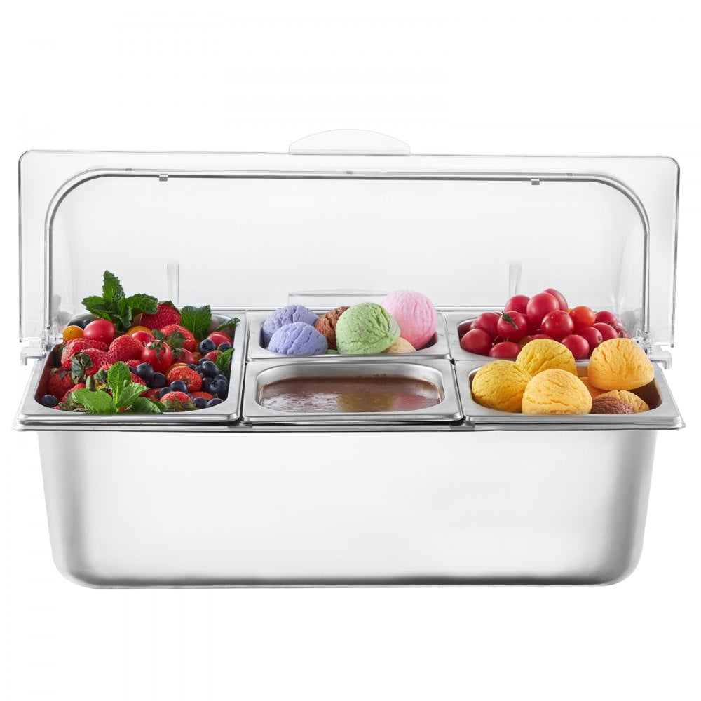 GN1091 - Stainless Steel Buffet Server with Transparent Lid and Temperature Control