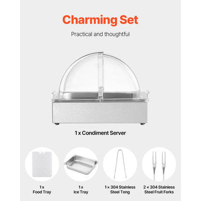 DT-C1128 - Stainless Steel Food Display Tray with Lid for Warm & Cool Serving