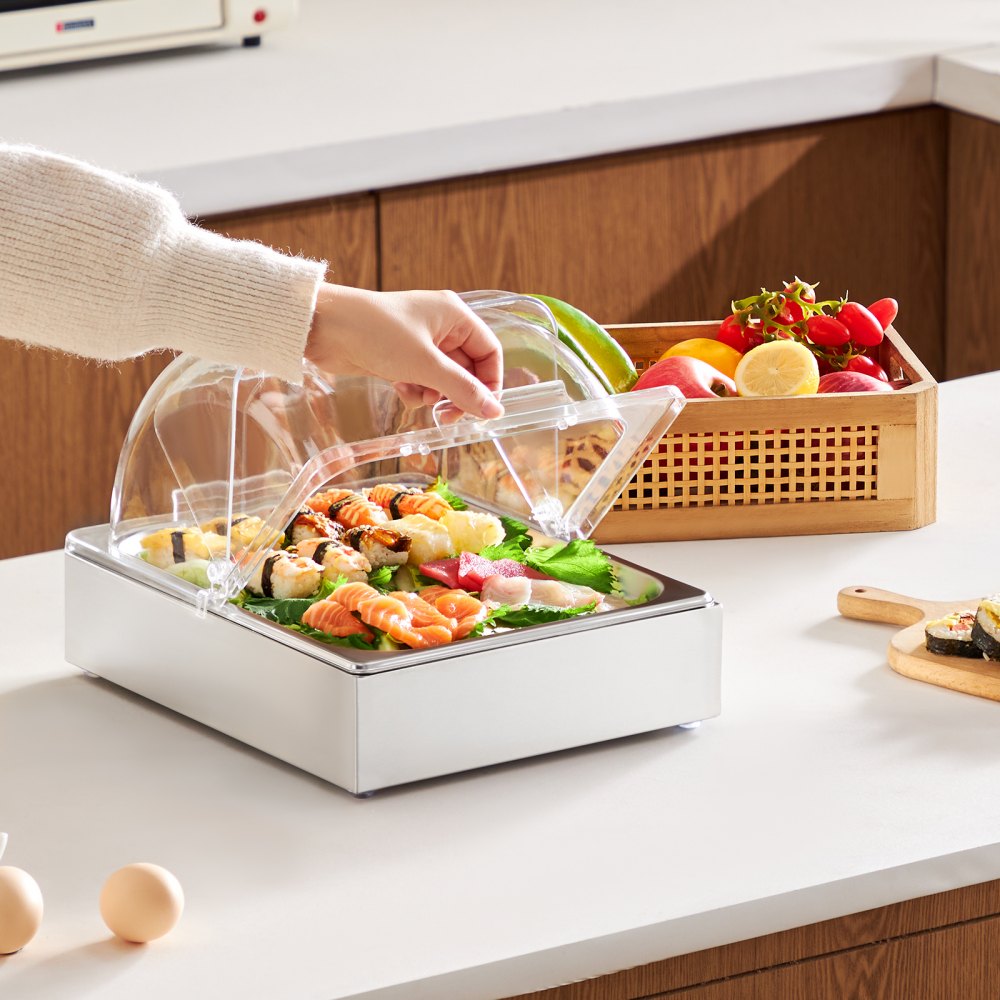 DT-C1128 - Stainless Steel Food Display Tray with Lid for Warm & Cool Serving