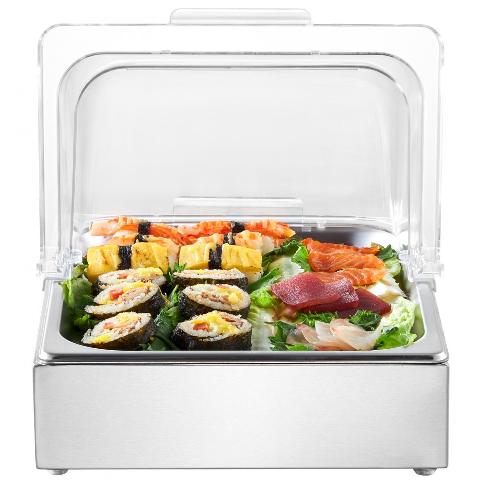 DT-C1128 - Stainless Steel Food Display Tray with Lid for Warm & Cool Serving