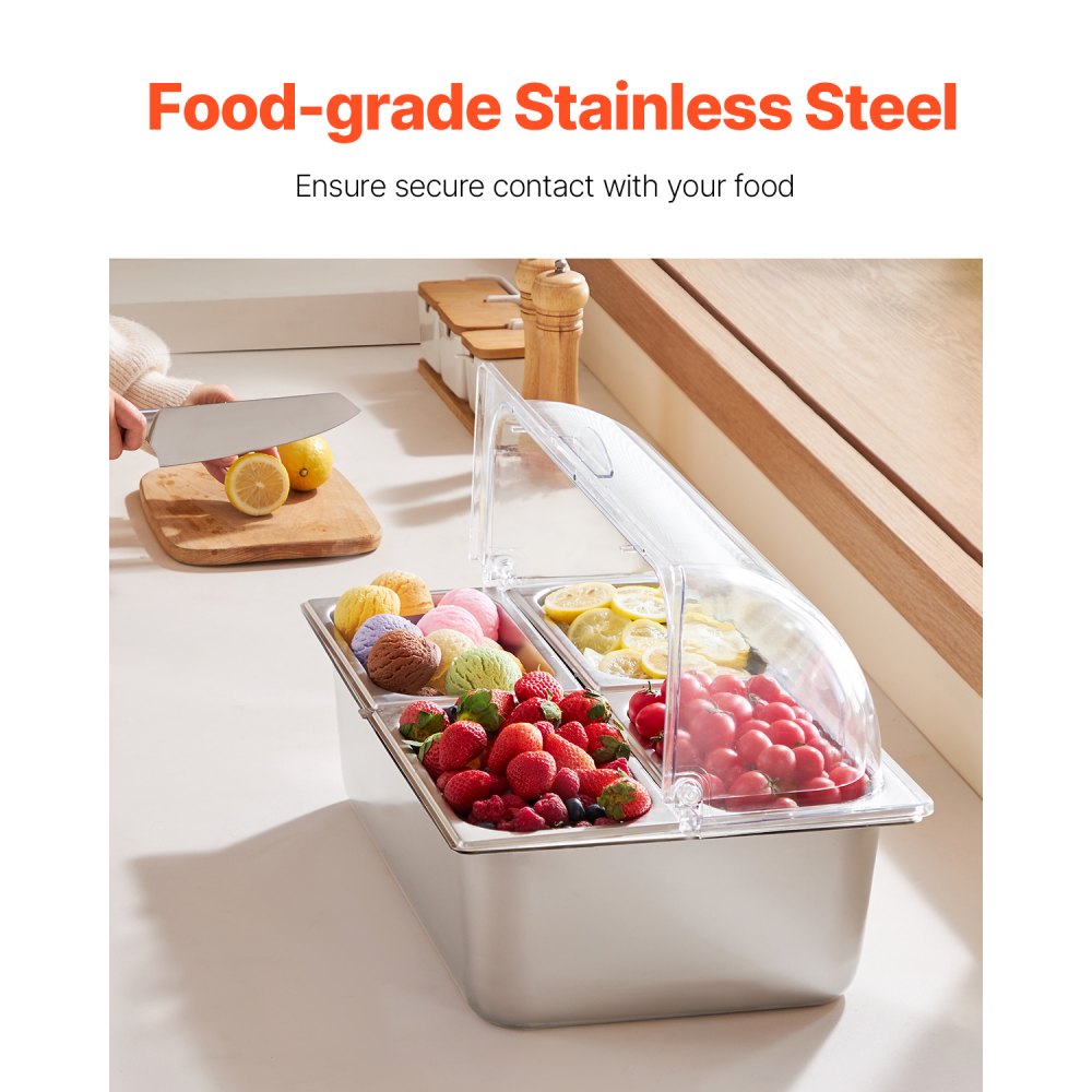 GN1024 - Stainless Steel Buffet Server with Transparent Lid & Dual Temperature Control