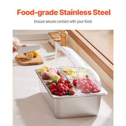 GN1024 - Stainless Steel Buffet Server with Transparent Lid & Dual Temperature Control