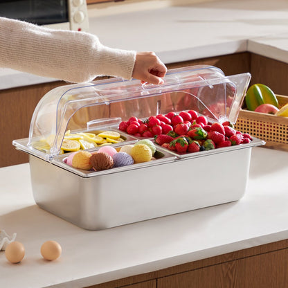 GN1024 - Stainless Steel Buffet Server with Transparent Lid & Dual Temperature Control