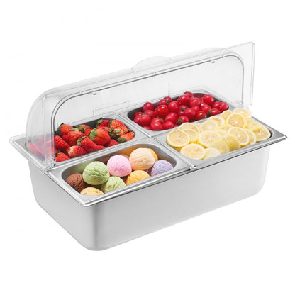 GN1024 - Stainless Steel Buffet Server with Transparent Lid & Dual Temperature Control