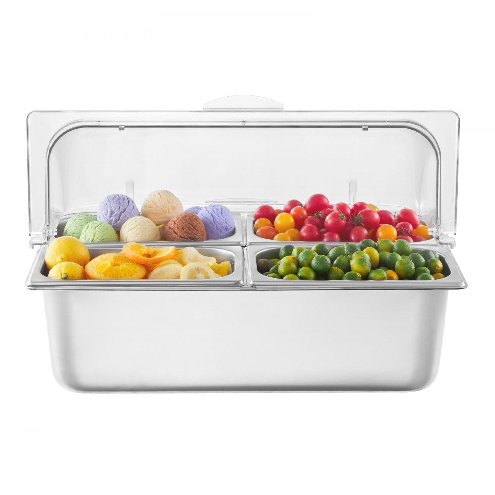 GN1024 - Stainless Steel Buffet Server with Transparent Lid & Dual Temperature Control