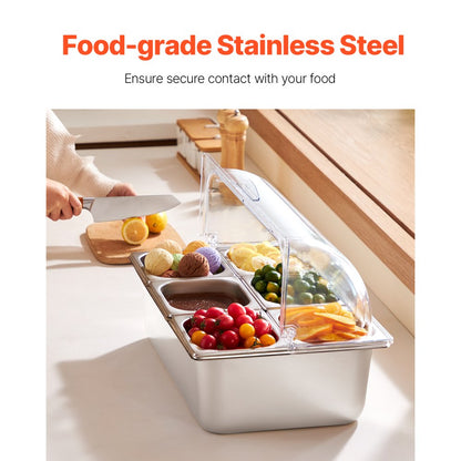 GN1061 - Stainless Steel Food Display Container with Lid and Temperature Control