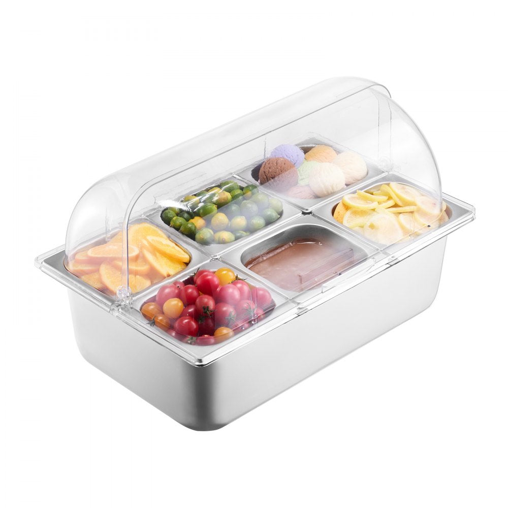 GN1061 - Stainless Steel Food Display Container with Lid and Temperature Control