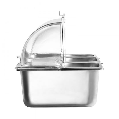 GN1061 - Stainless Steel Food Display Container with Lid and Temperature Control
