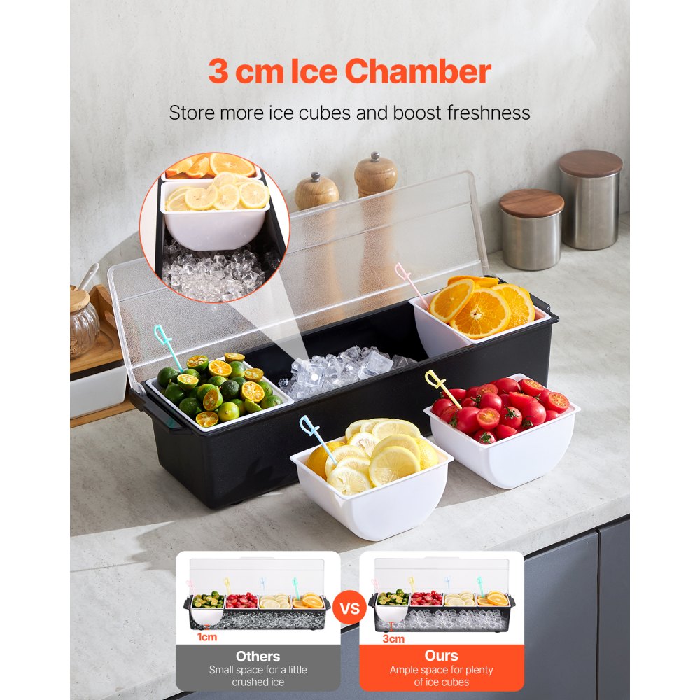 C-1221 - 4-Compartment Chilled Condiment Server with Lid for Fresh Ingredients