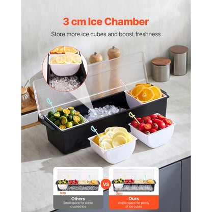 C-1221 - 4-Compartment Chilled Condiment Server with Lid for Fresh Ingredients