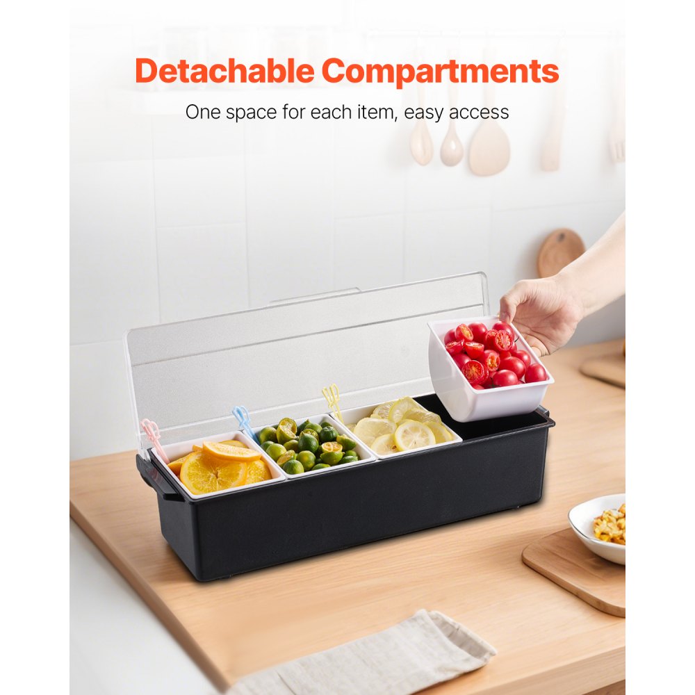 C-1221 - 4-Compartment Chilled Condiment Server with Lid for Fresh Ingredients