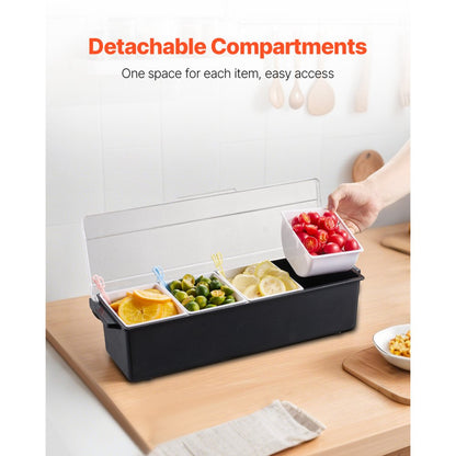C-1221 - 4-Compartment Chilled Condiment Server with Lid for Fresh Ingredients