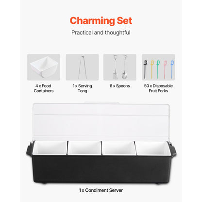 C-1221 - 4-Compartment Chilled Condiment Server with Lid for Fresh Ingredients