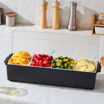 C-1221 - 4-Compartment Chilled Condiment Server with Lid for Fresh Ingredients
