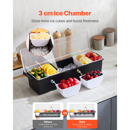 C-1220 - 3cm Ice-Cooled Condiment Server with 6 Compartments and Lid