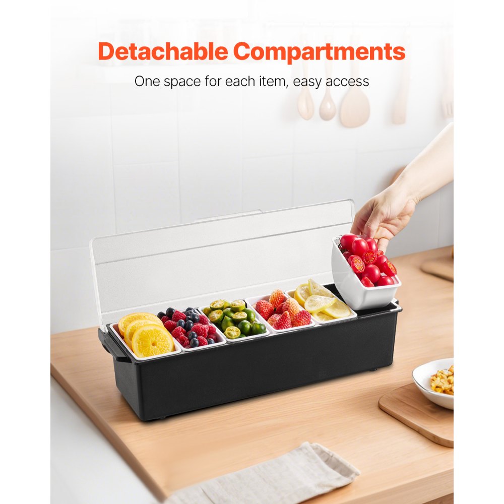 C-1220 - 3cm Ice-Cooled Condiment Server with 6 Compartments and Lid