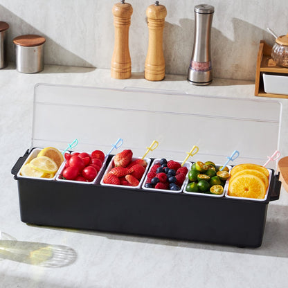 C-1220 - 3cm Ice-Cooled Condiment Server with 6 Compartments and Lid