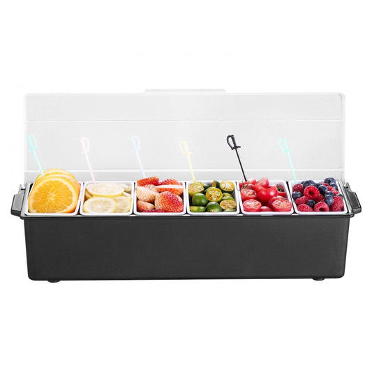 C-1220 - 3cm Ice-Cooled Condiment Server with 6 Compartments and Lid