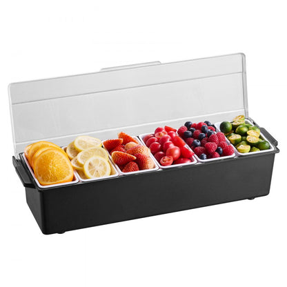 C-1220 - 3cm Ice-Cooled Condiment Server with 6 Compartments and Lid