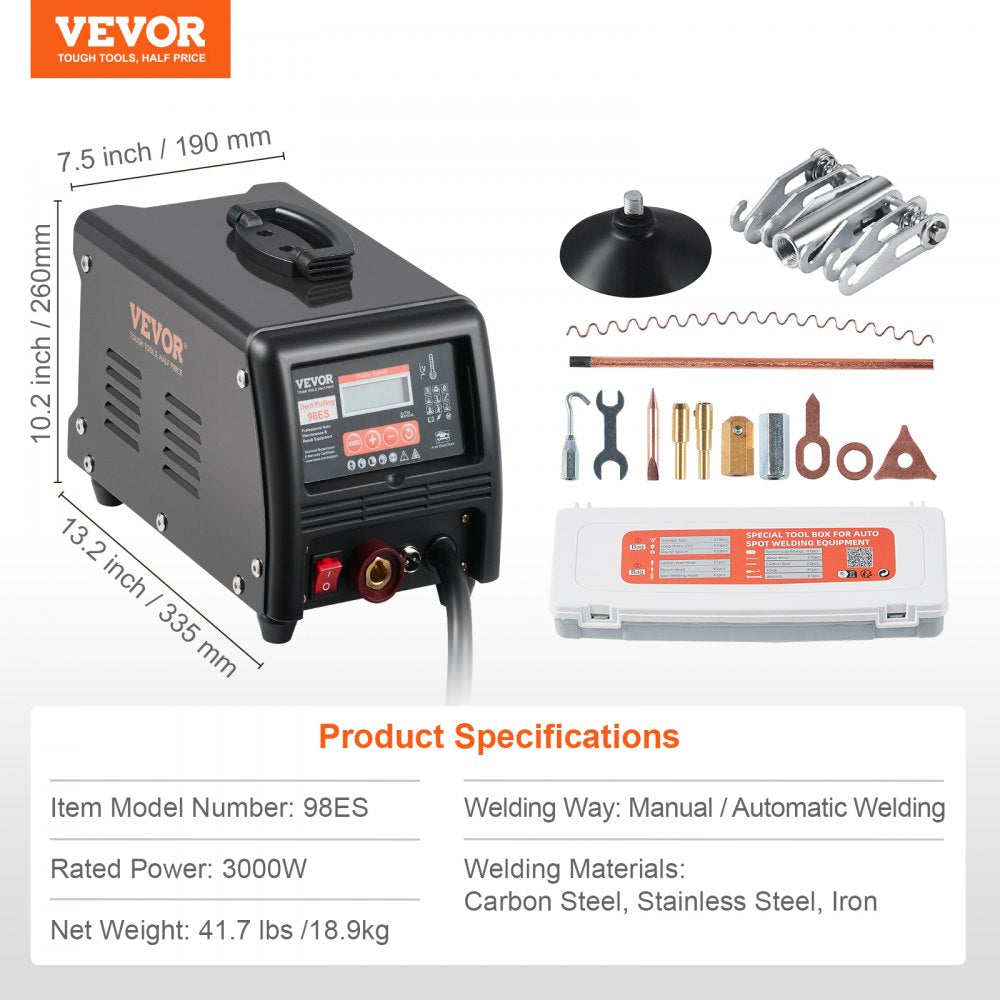 98ES - 3KW VEVOR Dent Puller with 9 Modes & Toolbox
