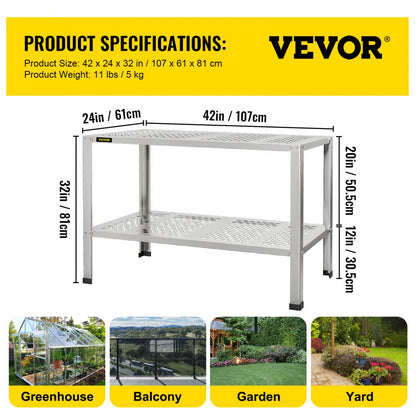 SS-YJH-00014 - 42" Aluminum Potting Bench for Indoor & Outdoor Use