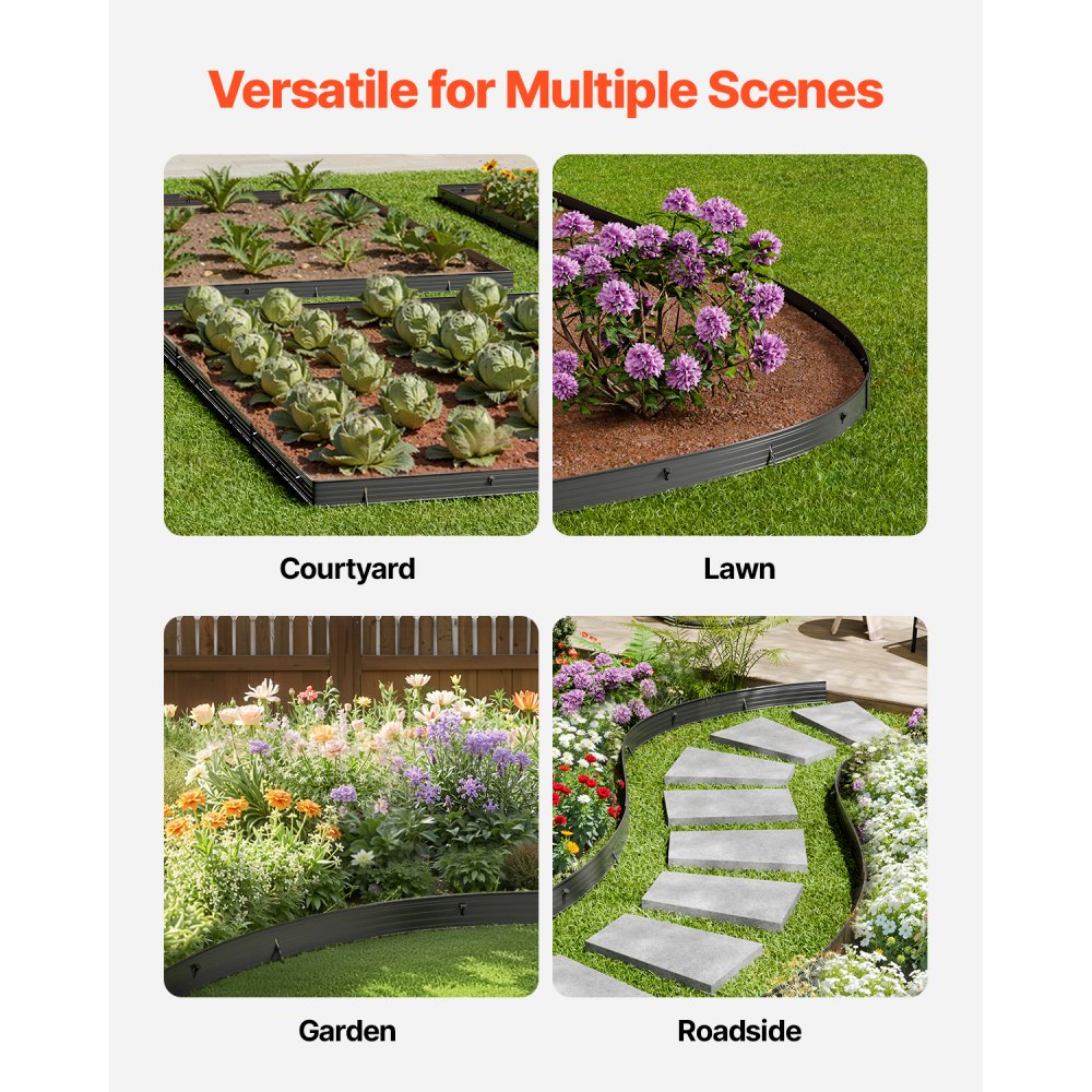 L72in-8 - 72in Bendable Metal Edging for Gardens & Walkways
