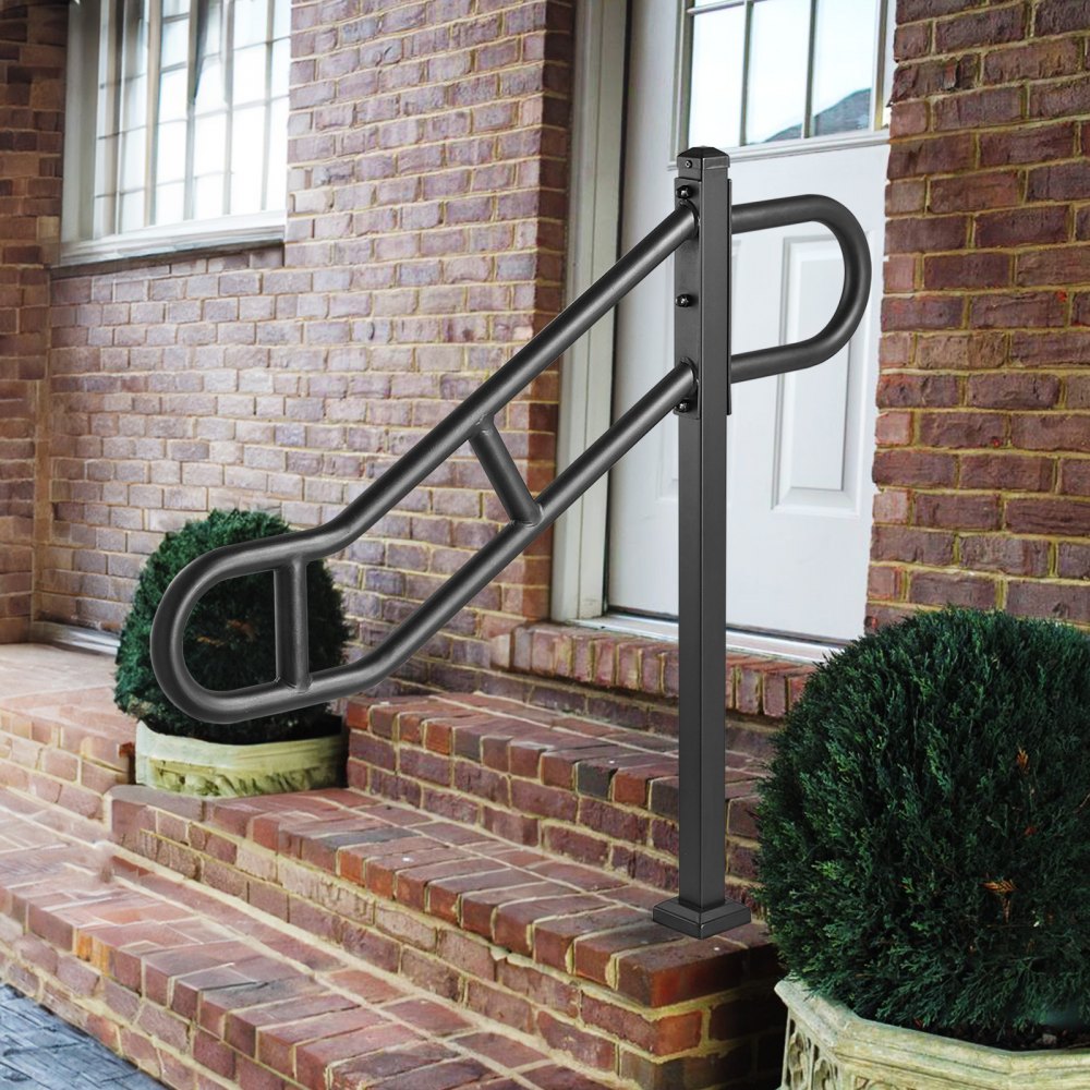 HR-09 - 40.5" Durable Q235A Steel Outdoor Handrail for 1-3 Steps