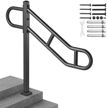 HR-09 - 40.5" Durable Q235A Steel Outdoor Handrail for 1-3 Steps