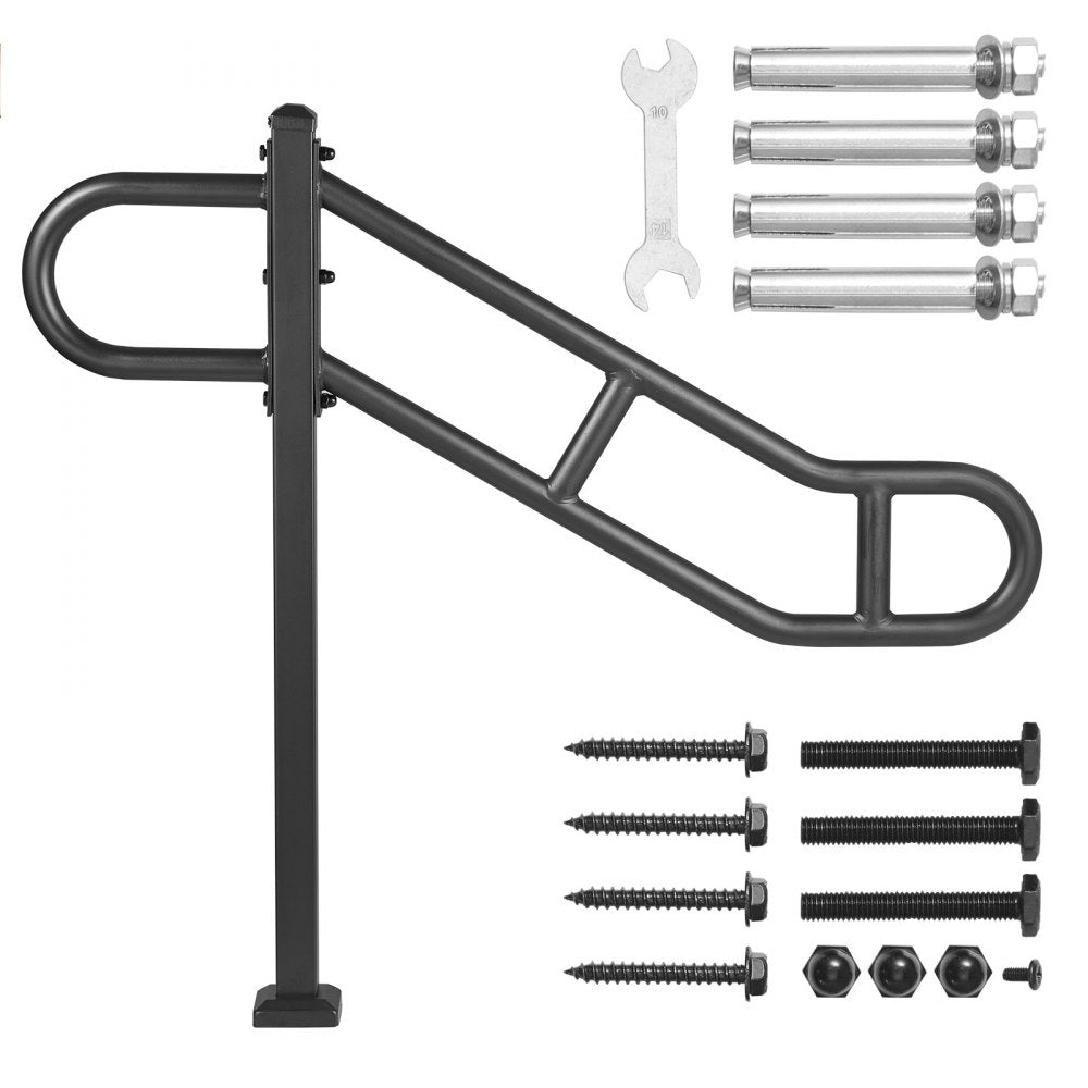 HR-09 - 40.5" Durable Q235A Steel Outdoor Handrail for 1-3 Steps