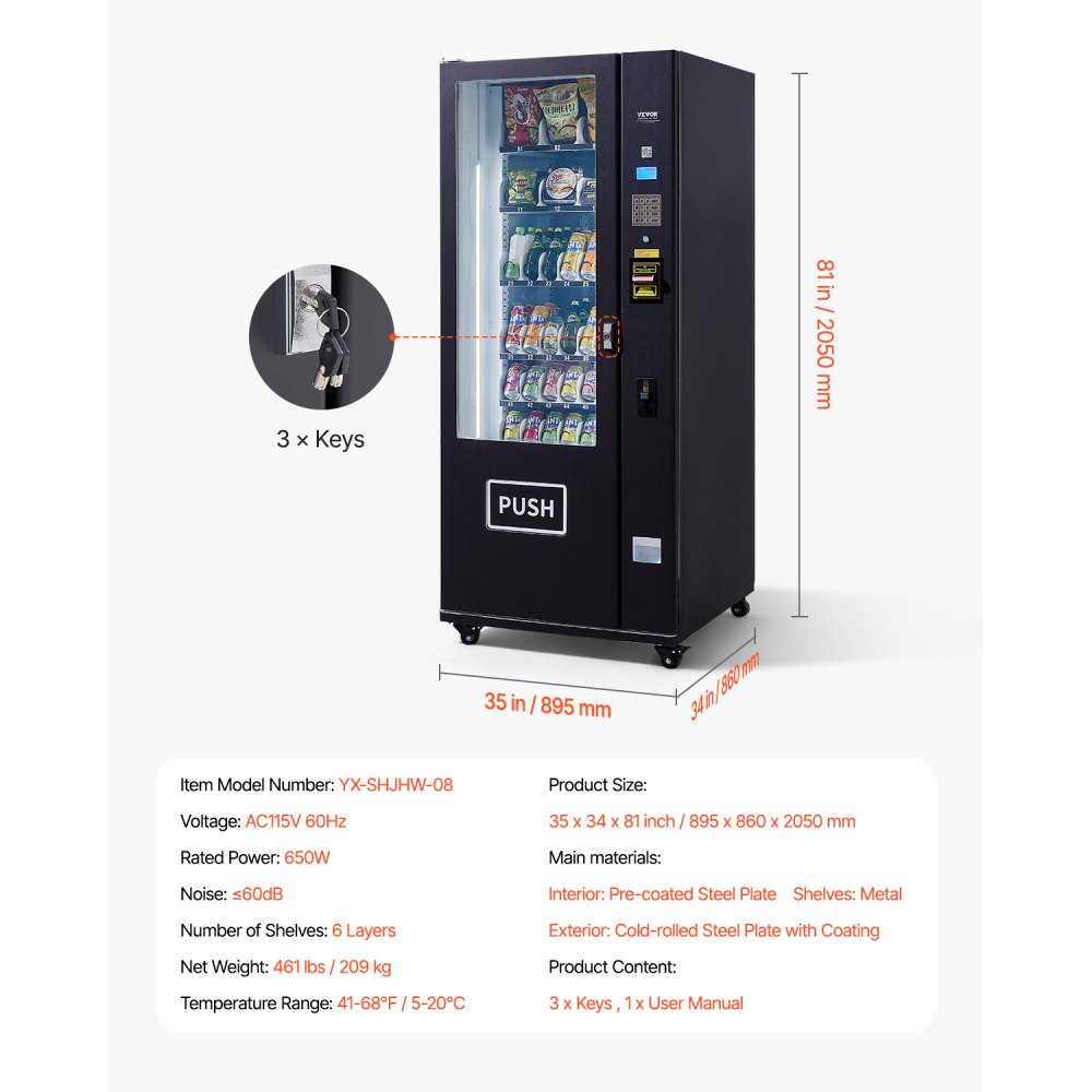 YX-SHJHW-08 - 24/7 Refrigerated Vending Machine with High Bill Acceptance