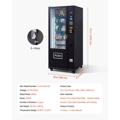 YX-SHJHW-08 - 24/7 Refrigerated Vending Machine with High Bill Acceptance