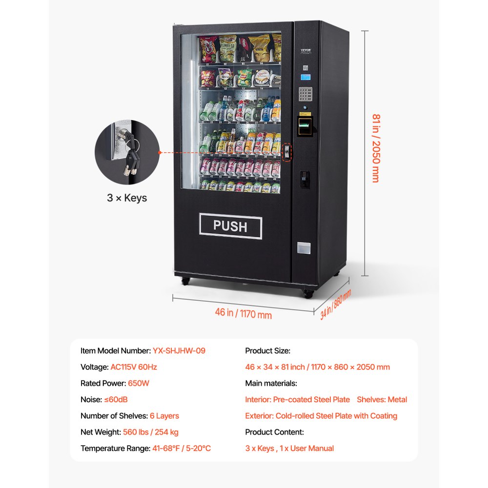 YX-SHJHW-08 - Large Capacity Refrigerated Vending Machine with Bill Acceptor