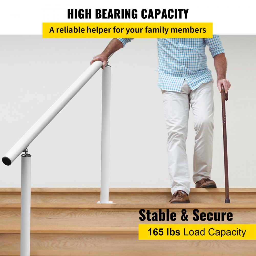 LZBS-4FT - Adjustable 4FT Aluminum Handrail for Steps, Supports 165lbs