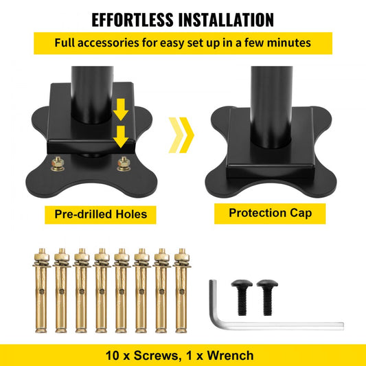 LZHS-4FT Adjustable Black Aluminum Stair Railing for 1-4 Steps – Safe & Durable