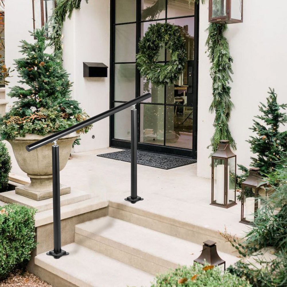 LZHS-4FT Adjustable Black Aluminum Stair Railing for 1-4 Steps – Safe & Durable