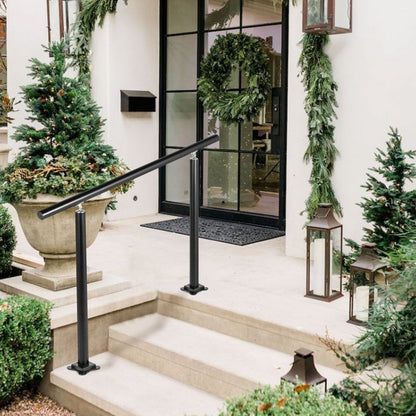 LZHS-4FT Adjustable Black Aluminum Stair Railing for 1-4 Steps – Safe & Durable