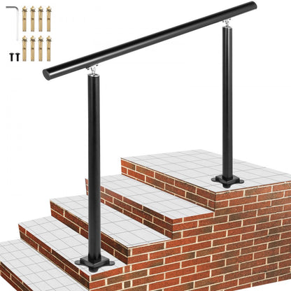 LZHS-4FT Adjustable Black Aluminum Stair Railing for 1-4 Steps – Safe & Durable