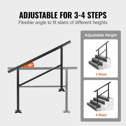 LZHG-KT Adjustable Outdoor Stair Handrail for 3-4 Steps - Easy Install