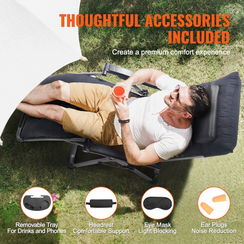 HQB-FAN001 - 26" Folding Zero Gravity Chair with Cushion & Armrests