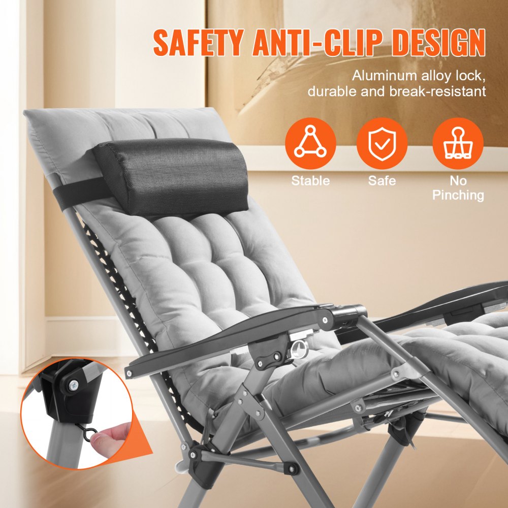 HQB-FAN002 - 26" Foldable Zero Gravity Recliner with Comfort Cushion