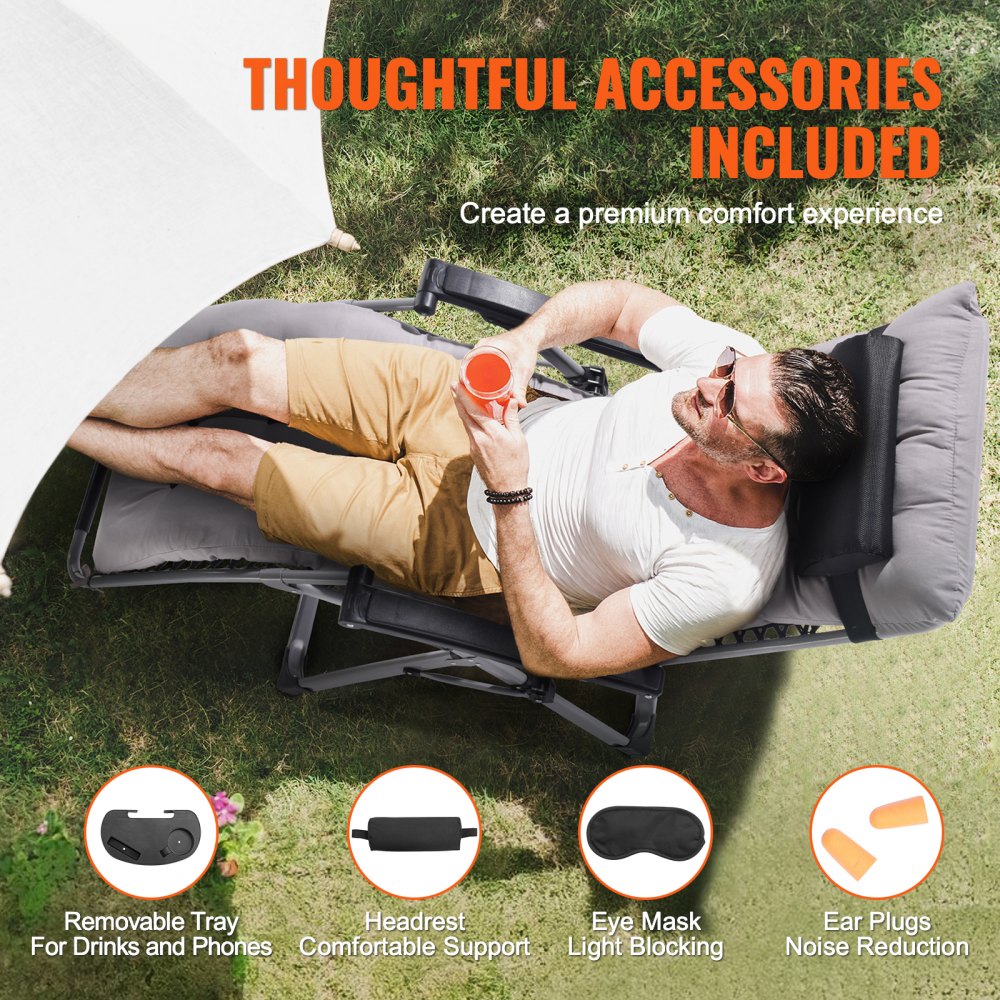 HQB-FAN002 - 26" Foldable Zero Gravity Recliner with Comfort Cushion