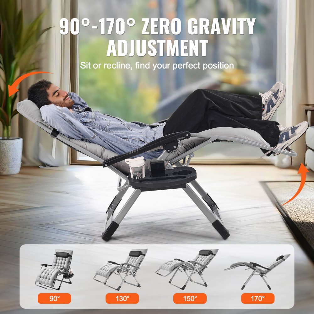 HQB-FAN004 - 33" Folding Zero Gravity Recliner with Removable Cushion