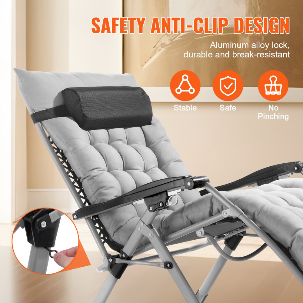 HQB-FAN004 - 33" Folding Zero Gravity Recliner with Removable Cushion