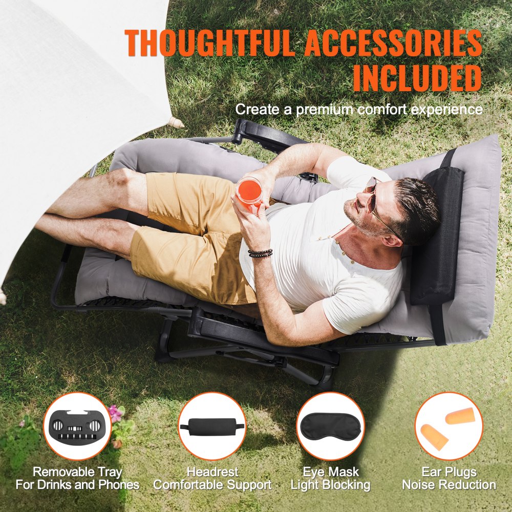HQB-FAN004 - 33" Folding Zero Gravity Recliner with Removable Cushion