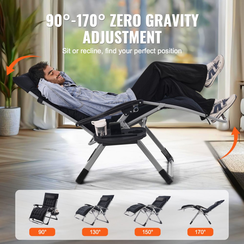 HQB-FAN003 - 33" Folding Zero Gravity Recliner with Cushion & Armrests