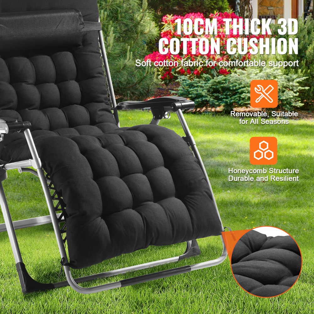 HQB-FAN003 - 33" Folding Zero Gravity Recliner with Cushion & Armrests