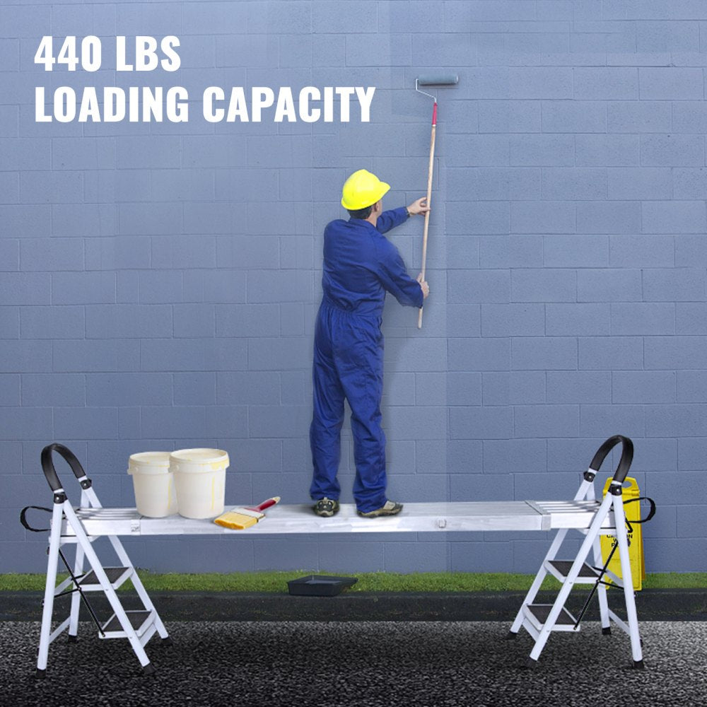 010264396868 - 7.7-12.6ft Telescoping Aluminum Plank, Heavy-Duty 440 lbs Capacity