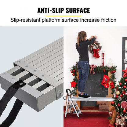 010264396868 - 7.7-12.6ft Telescoping Aluminum Plank, Heavy-Duty 440 lbs Capacity