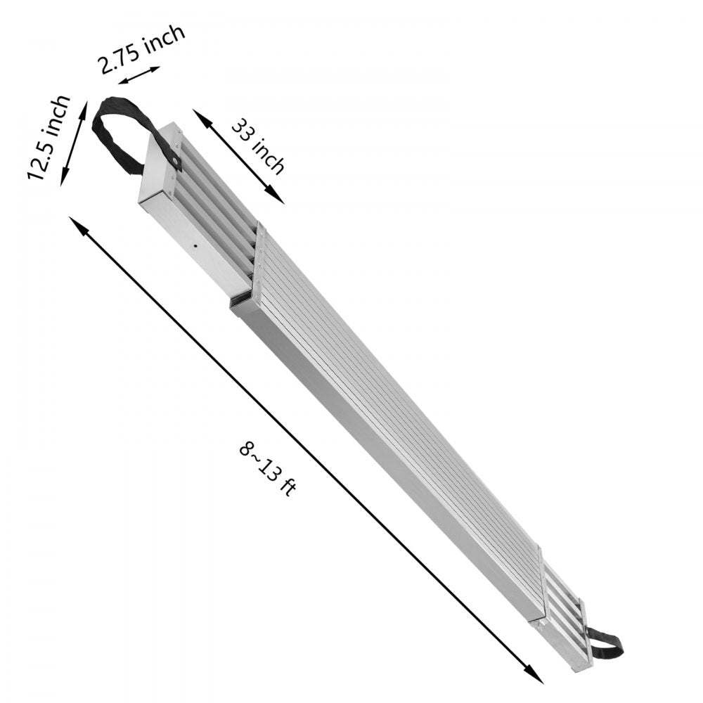 010264396868 - 7.7-12.6ft Telescoping Aluminum Plank, Heavy-Duty 440 lbs Capacity
